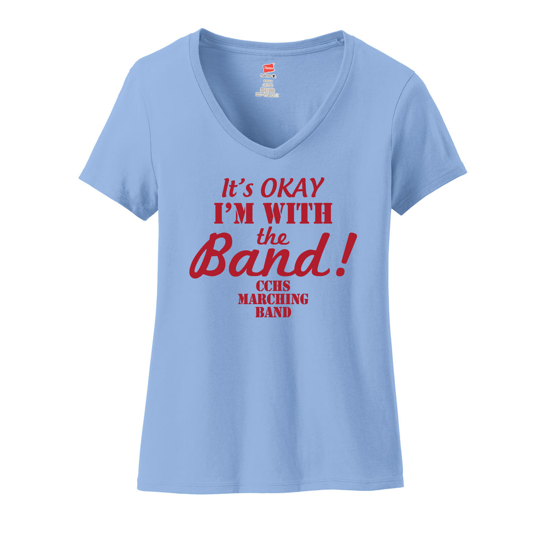 CCHS Marching Band 2018 - Light Blue Ladies V-Neck 4.5oz. 100% ring-spun cotton