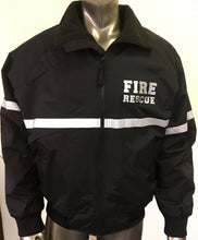 NEW custom printed jacket with 3M reflective FIRE RESCUE front and MALTESE CROSS on the back
