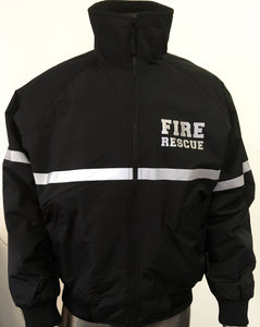 NEW custom printed jacket with 3M reflective FIRE RESCUE front and MALTESE CROSS on the back