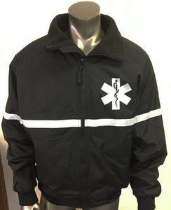 NEW custom printed jacket with 3M reflective EMS REFLECTIVE JACKET Star of Life front and EMS on the back
