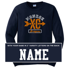 Monroe Dragons Cross Country 2018 - Navy Long Sleeve T Shirt - WITH NAME